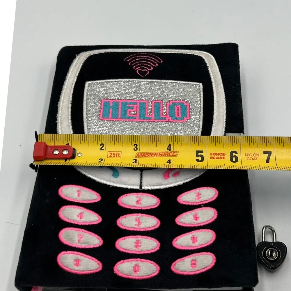 Claire's Locking Diary Kids OS Black Brand New Y2K Cell Phone Plush Glitter